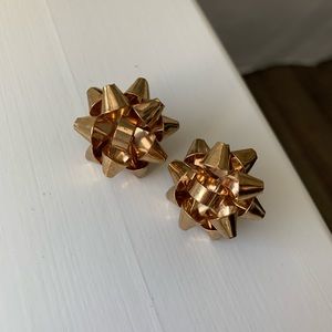 FREE WITH PURCHASE gold Christmas bow earrings